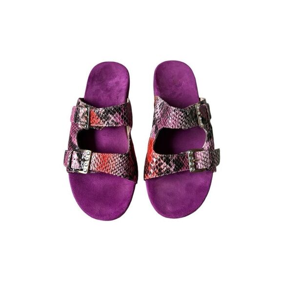 Vionic Orthaheel Leather Double Strap Sandals size 7 Czarina Pink Snake - Picture 1 of 6